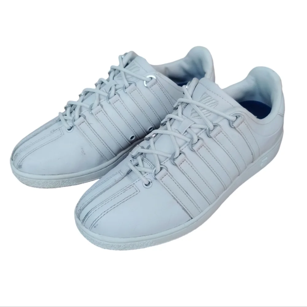 Men's Classic K-Swiss White‎ Leather Varsity Sneakers size 7½ White School
